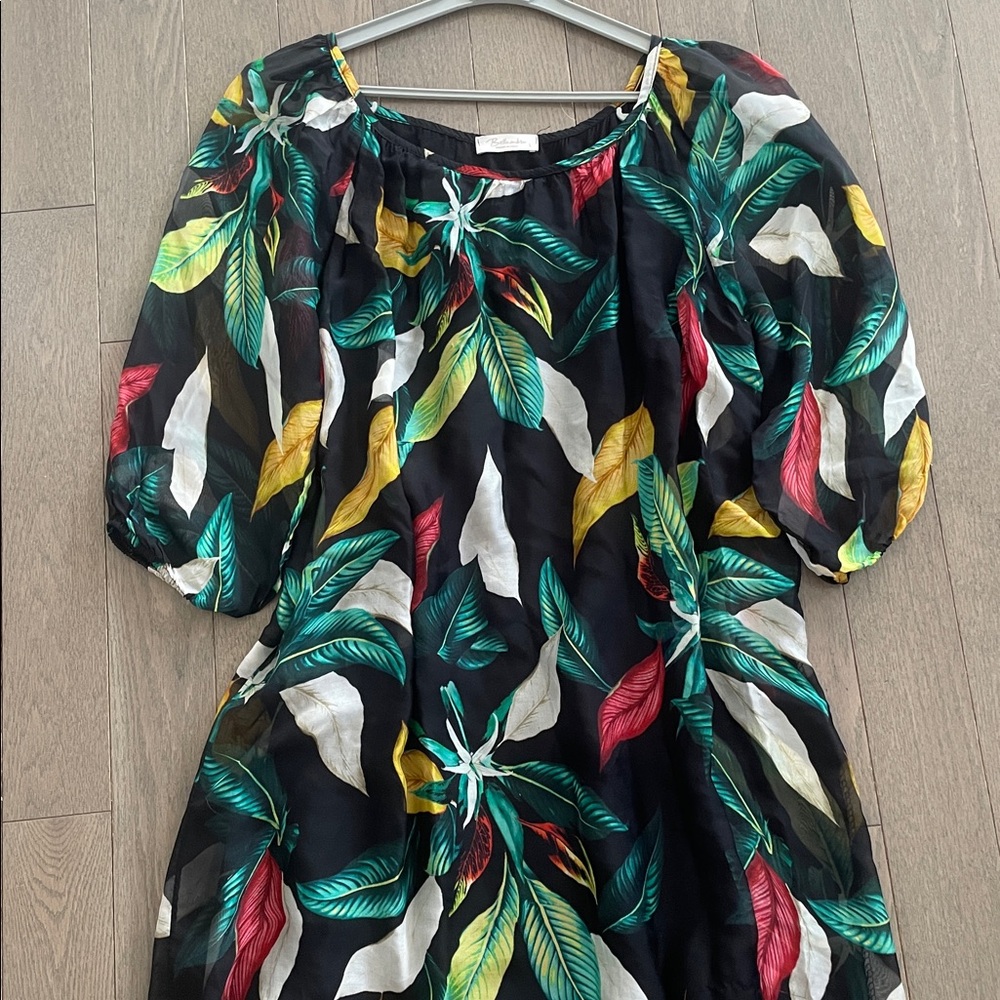 🇮🇹 Bellambra Silk Blend Leaf Print Dress • Made in Italy • Size Large - Picture 8 of 16